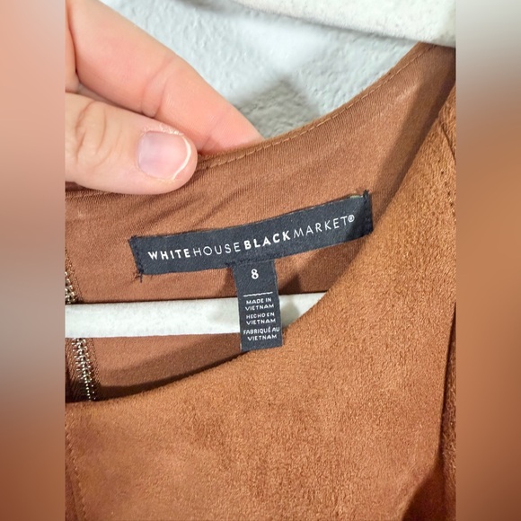 White House Black Market Dress Suede Sheath Sleeveless Pockets Brown Zip Women 8 - Picture 5 of 9